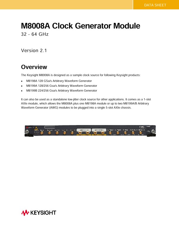 M8008A Clock Generator Module PDF Asset Page Keysight